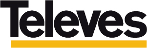 Televes logo negro y amarillo